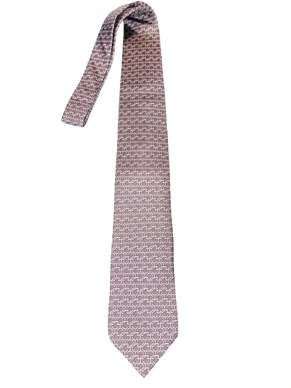 Authentic Gucci Gray on Gray Horsebit Print Silk Tie